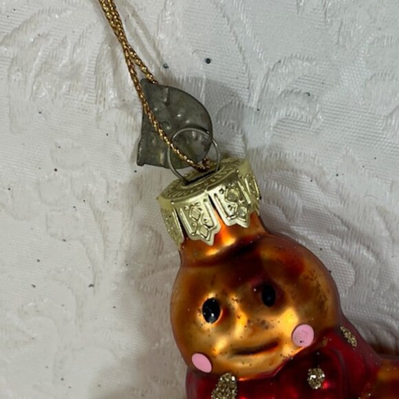 VTG Gingerbread Man Glass Glitter Christmas Tree Ornament 3.5"x2" - Picture 5 of 7